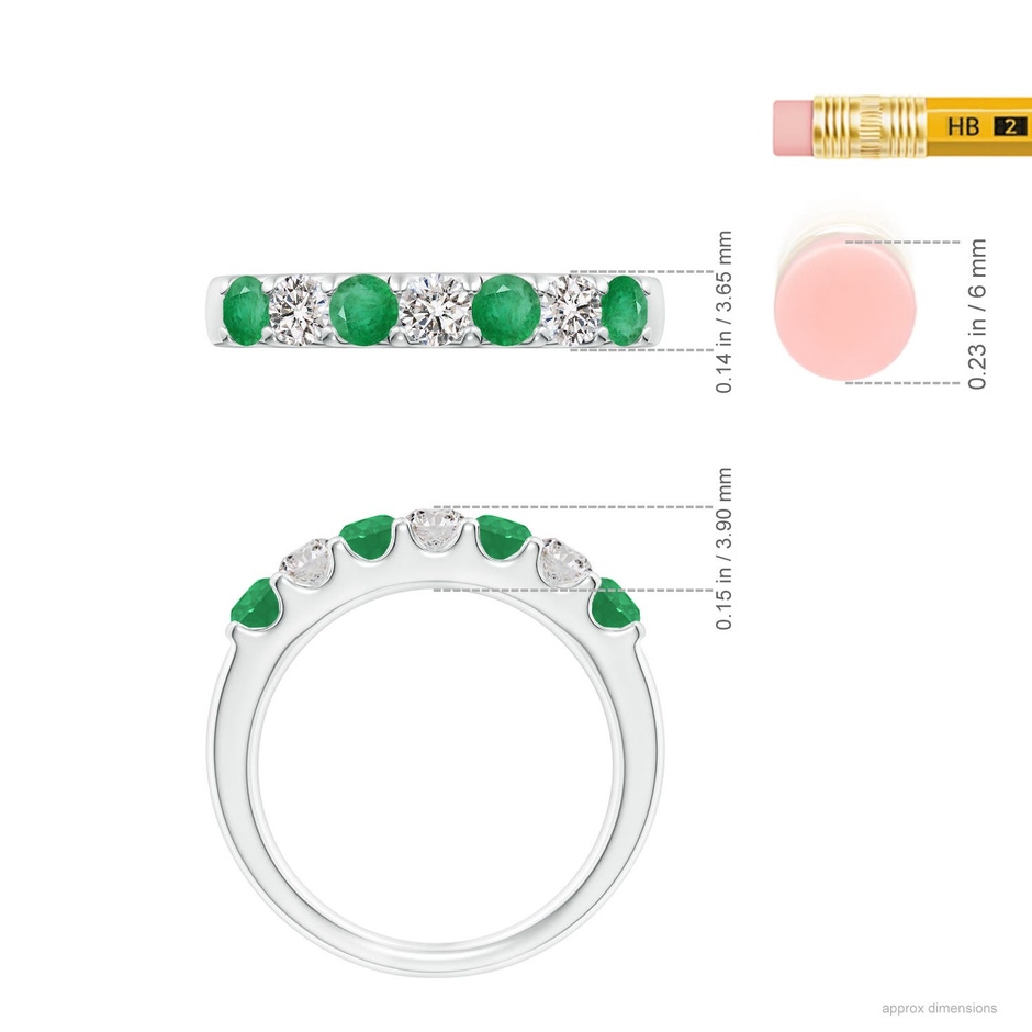 3.1mm A Shared Prong Emerald and Diamond Half Eternity Ring in P950 Platinum ruler
