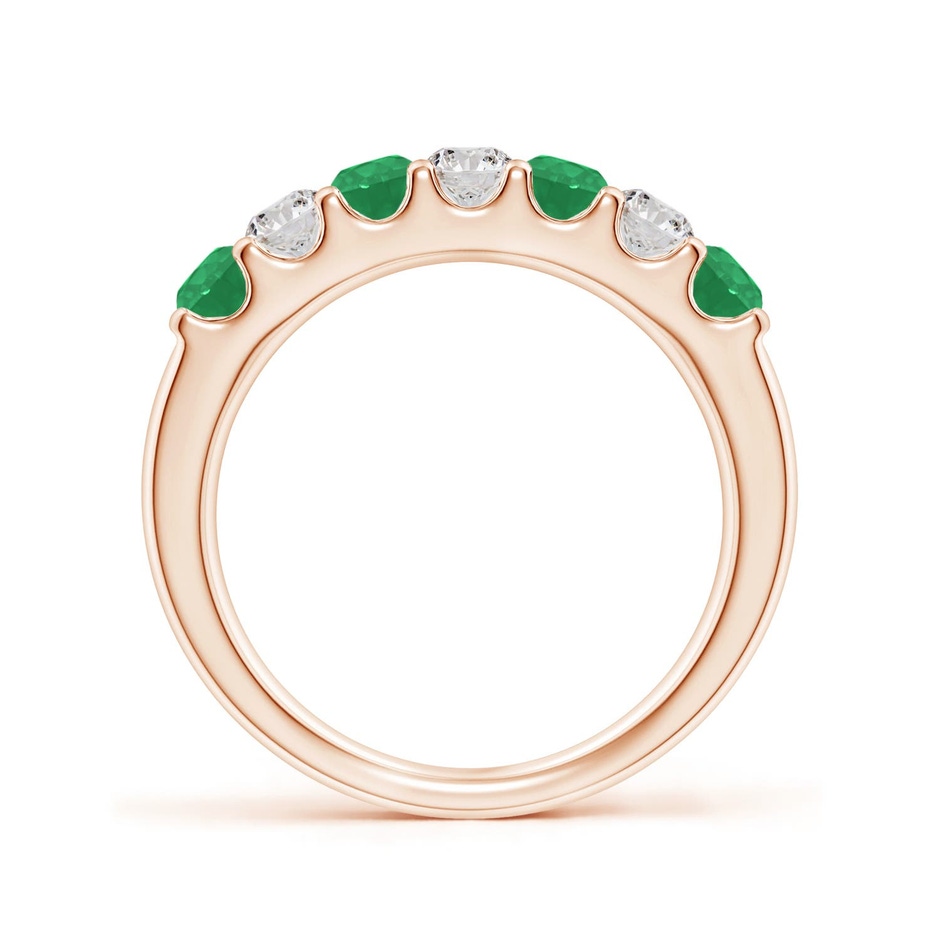 3.1mm A Shared Prong Emerald and Diamond Half Eternity Ring in Rose Gold side 199