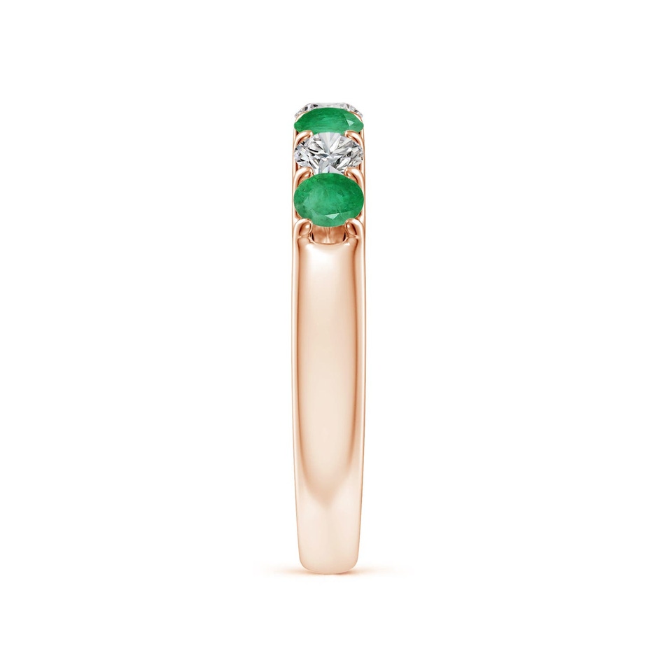 3.1mm A Shared Prong Emerald and Diamond Half Eternity Ring in Rose Gold side 299