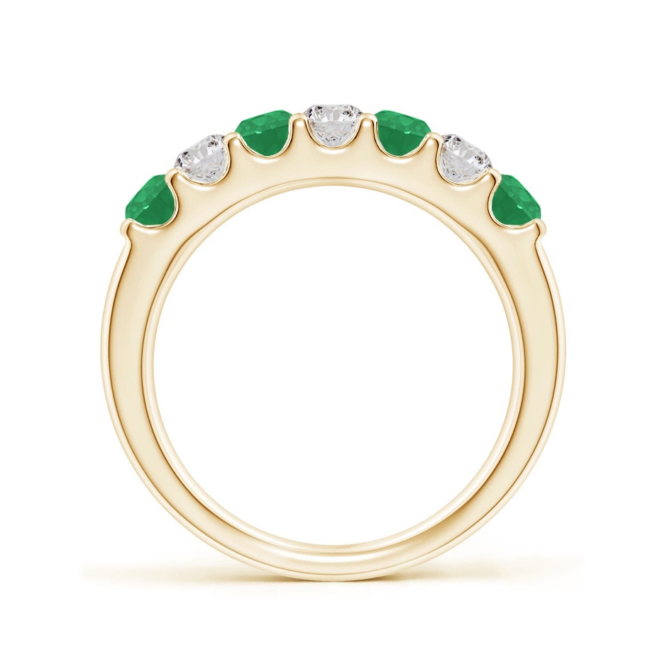 3.1mm A Shared Prong Emerald and Diamond Half Eternity Ring in Yellow Gold side 199