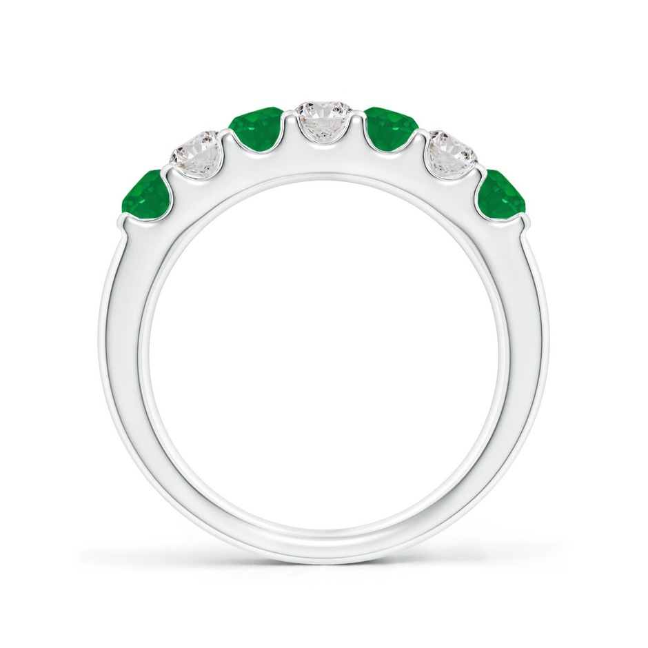 3.1mm AA Shared Prong Emerald and Diamond Half Eternity Ring in White Gold side 199