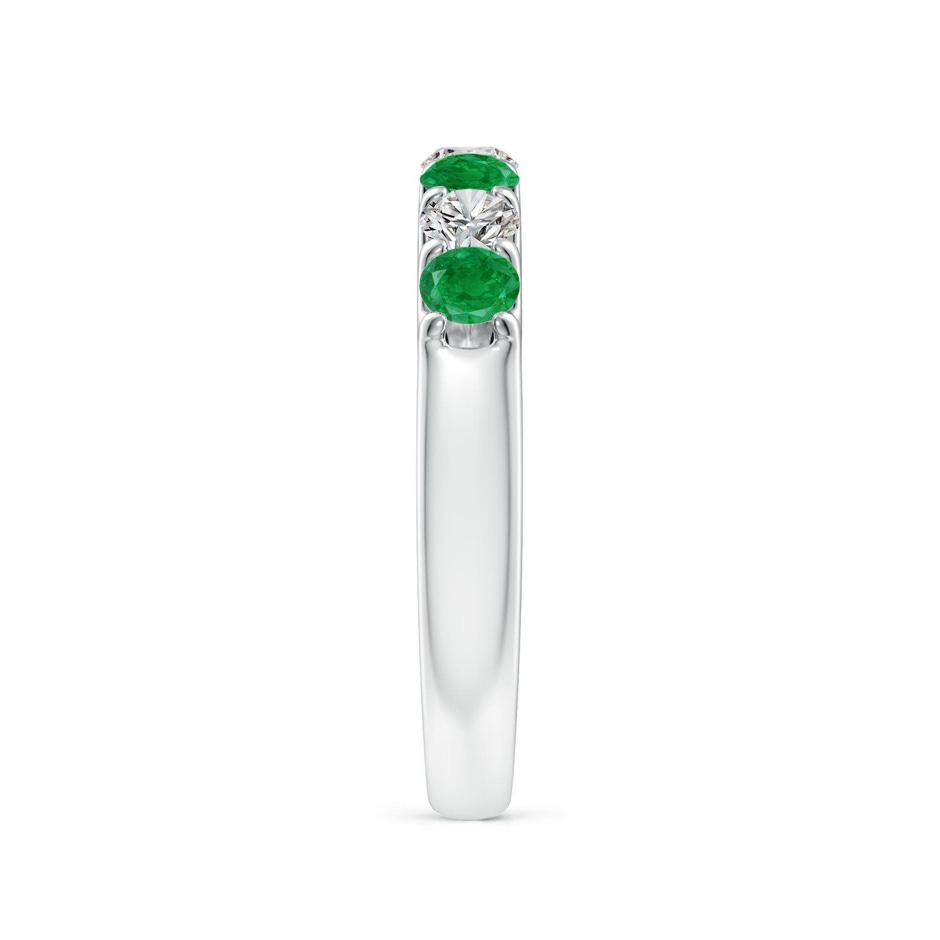 3.1mm AA Shared Prong Emerald and Diamond Half Eternity Ring in White Gold side 299