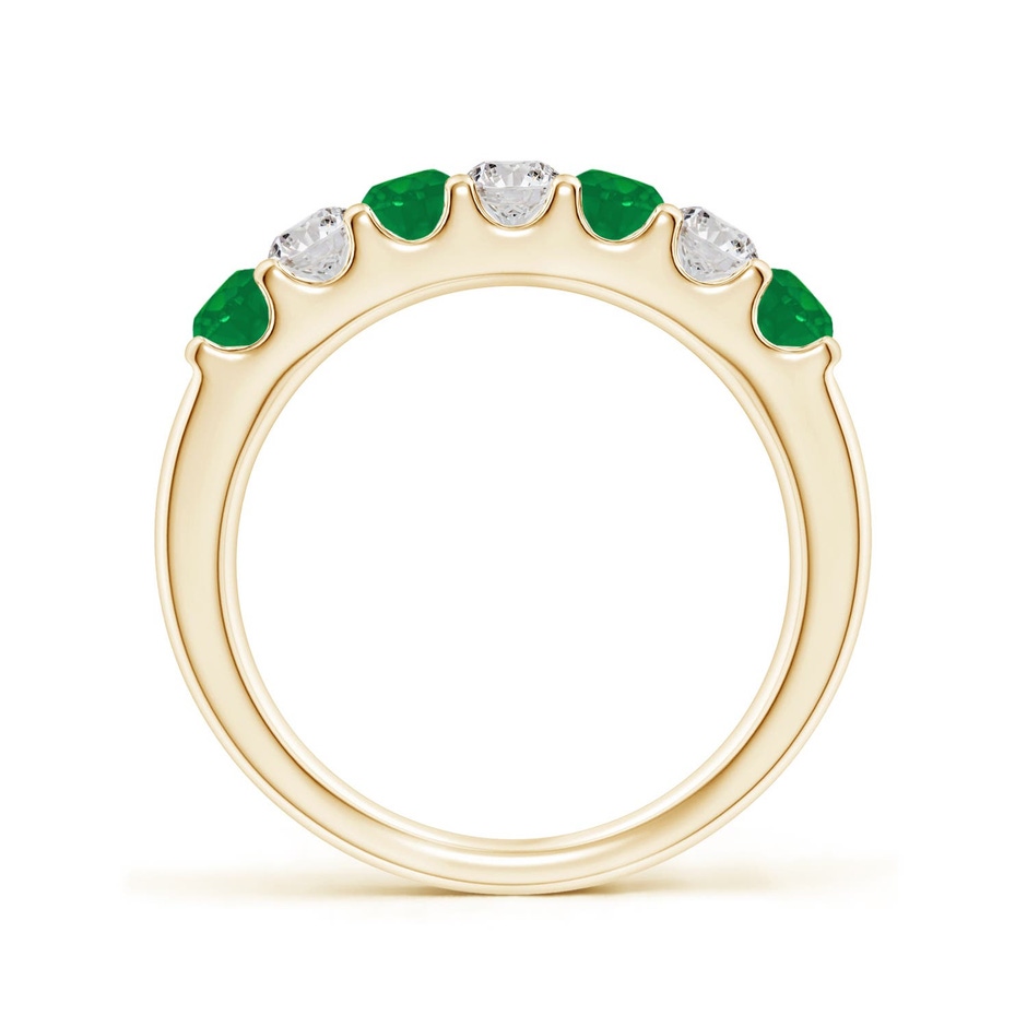 3.1mm AA Shared Prong Emerald and Diamond Half Eternity Ring in Yellow Gold side 199