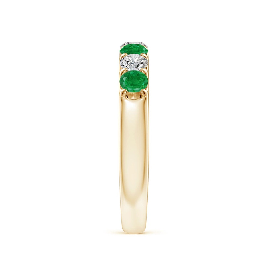 3.1mm AA Shared Prong Emerald and Diamond Half Eternity Ring in Yellow Gold side 299