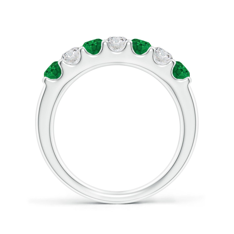 3.1mm AAA Shared Prong Emerald and Diamond Half Eternity Ring in White Gold side 199
