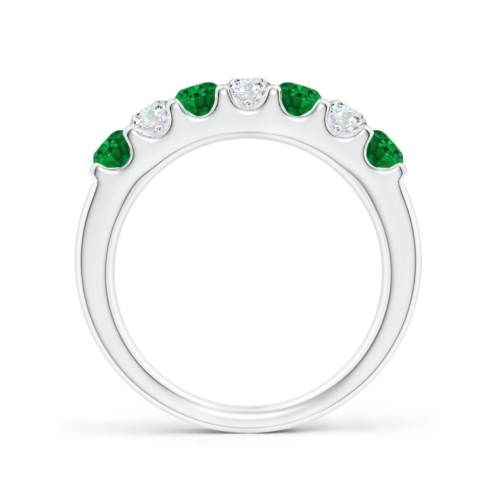 3.1mm AAAA Shared Prong Emerald and Diamond Half Eternity Band in P950 Platinum Side-1