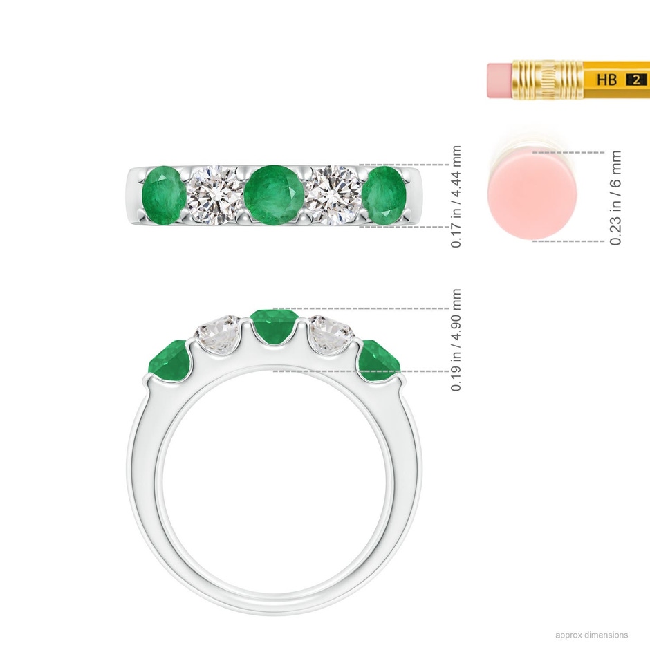 4.2mm A Shared Prong Emerald and Diamond Half Eternity Ring in P950 Platinum ruler