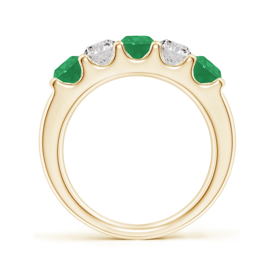 4.2mm A Shared Prong Emerald and Diamond Half Eternity Ring in Yellow Gold side 199