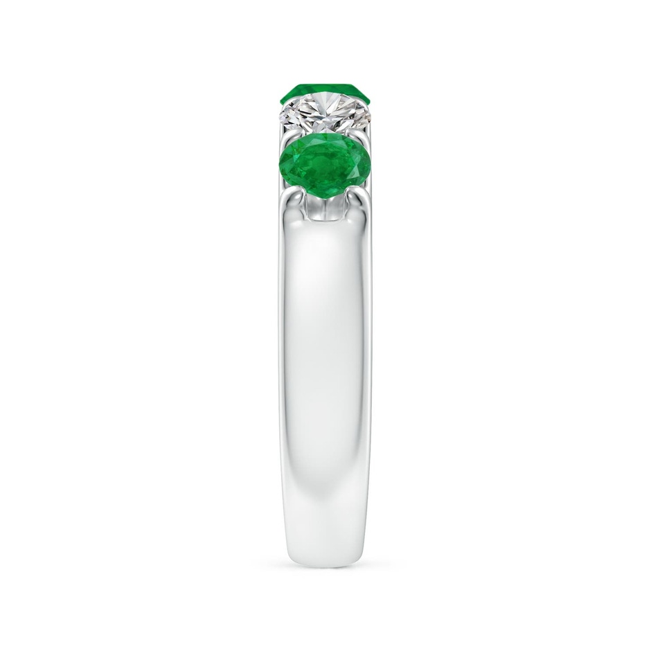 4.2mm AA Shared Prong Emerald and Diamond Half Eternity Ring in 18K White Gold side 299