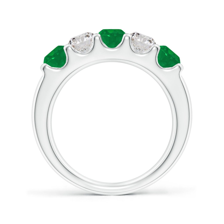 4.2mm AA Shared Prong Emerald and Diamond Half Eternity Ring in White Gold side 199