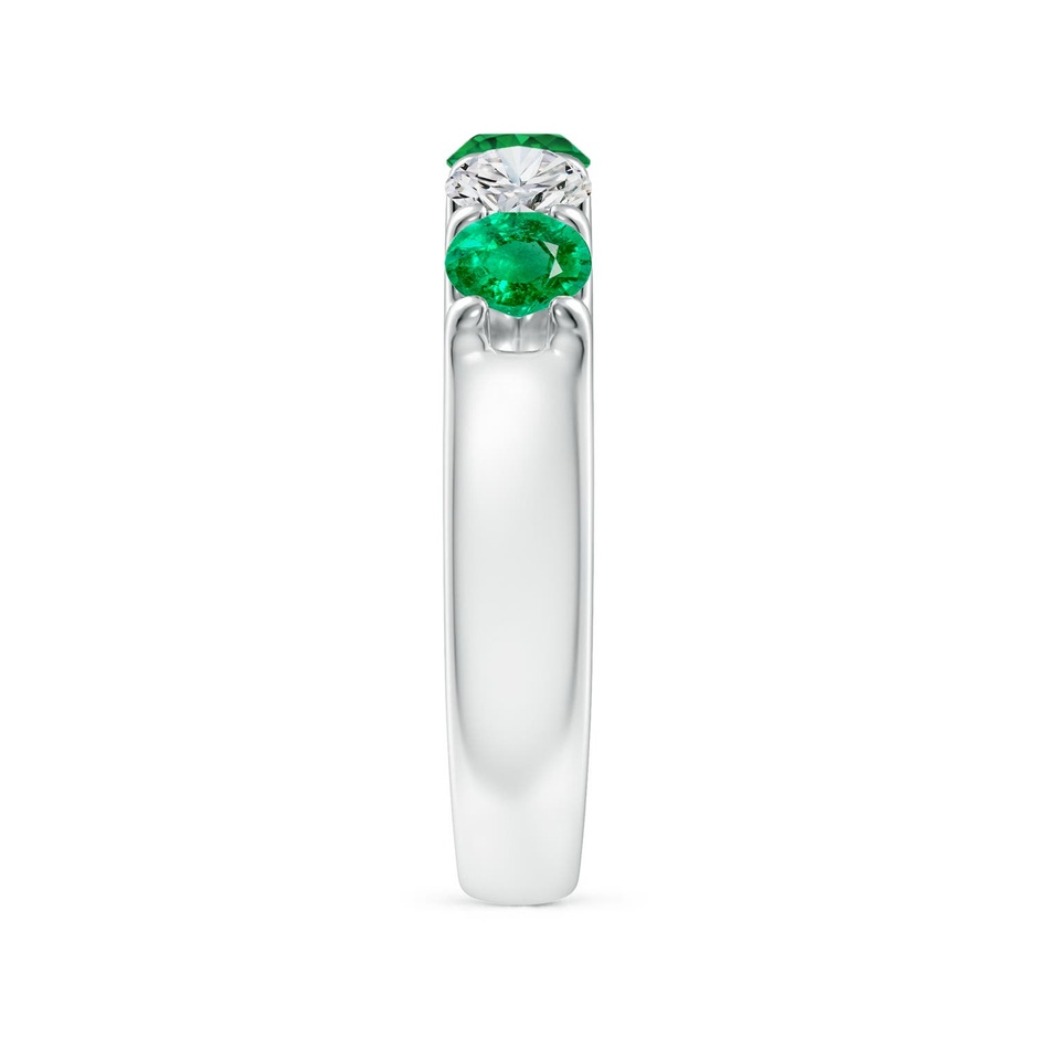 4.2mm AAA Shared Prong Emerald and Diamond Half Eternity Ring in White Gold side 299
