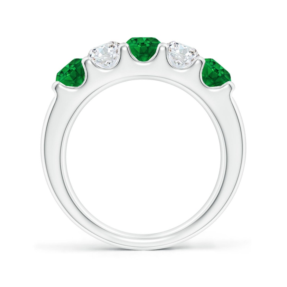 4.2mm AAAA Shared Prong Emerald and Diamond Half Eternity Ring in 18K White Gold side 199