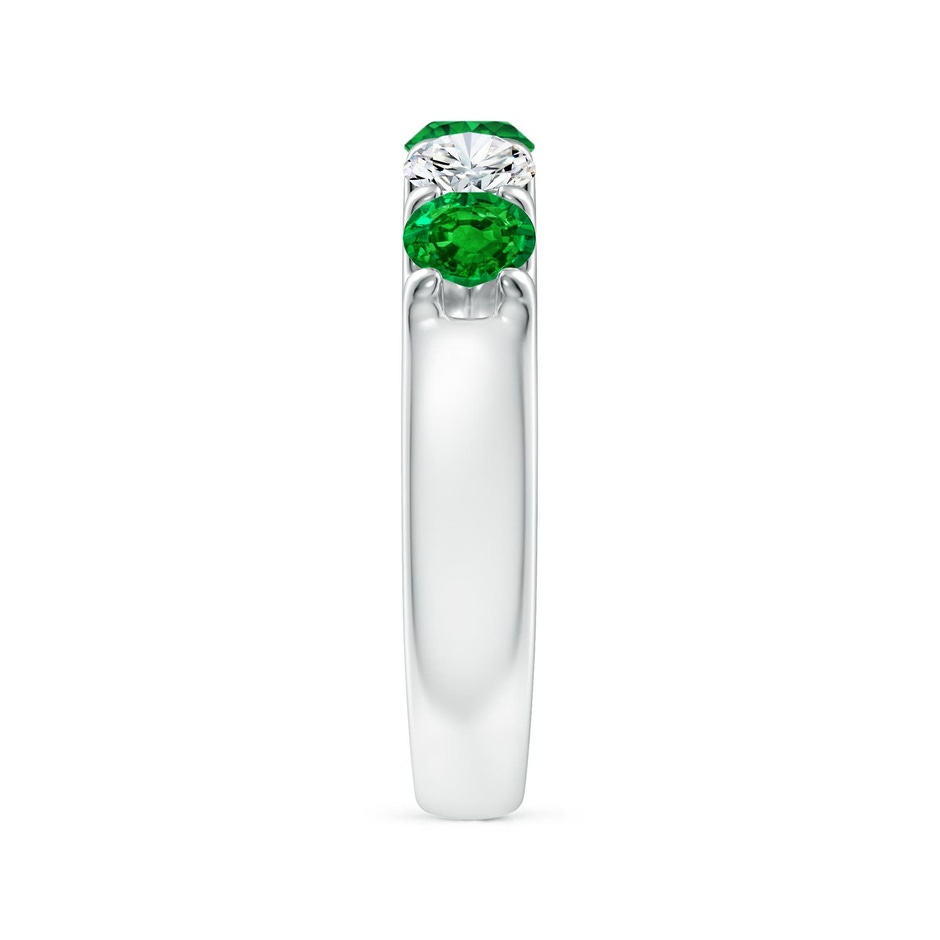 4.2mm AAAA Shared Prong Emerald and Diamond Half Eternity Ring in 18K White Gold side 299