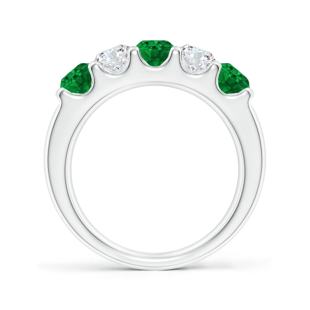4.2mm AAAA Shared Prong Emerald and Diamond Half Eternity Ring in P950 Platinum - side 199