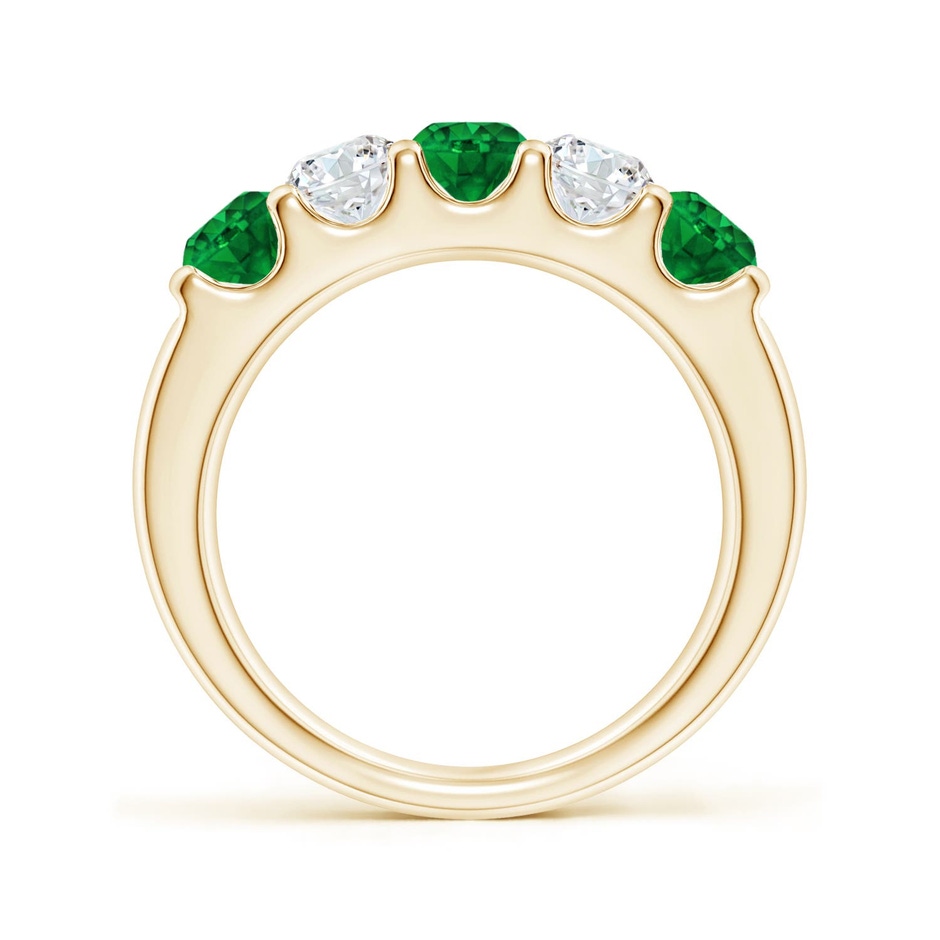 4.2mm AAAA Shared Prong Emerald and Diamond Half Eternity Ring in Yellow Gold side 199