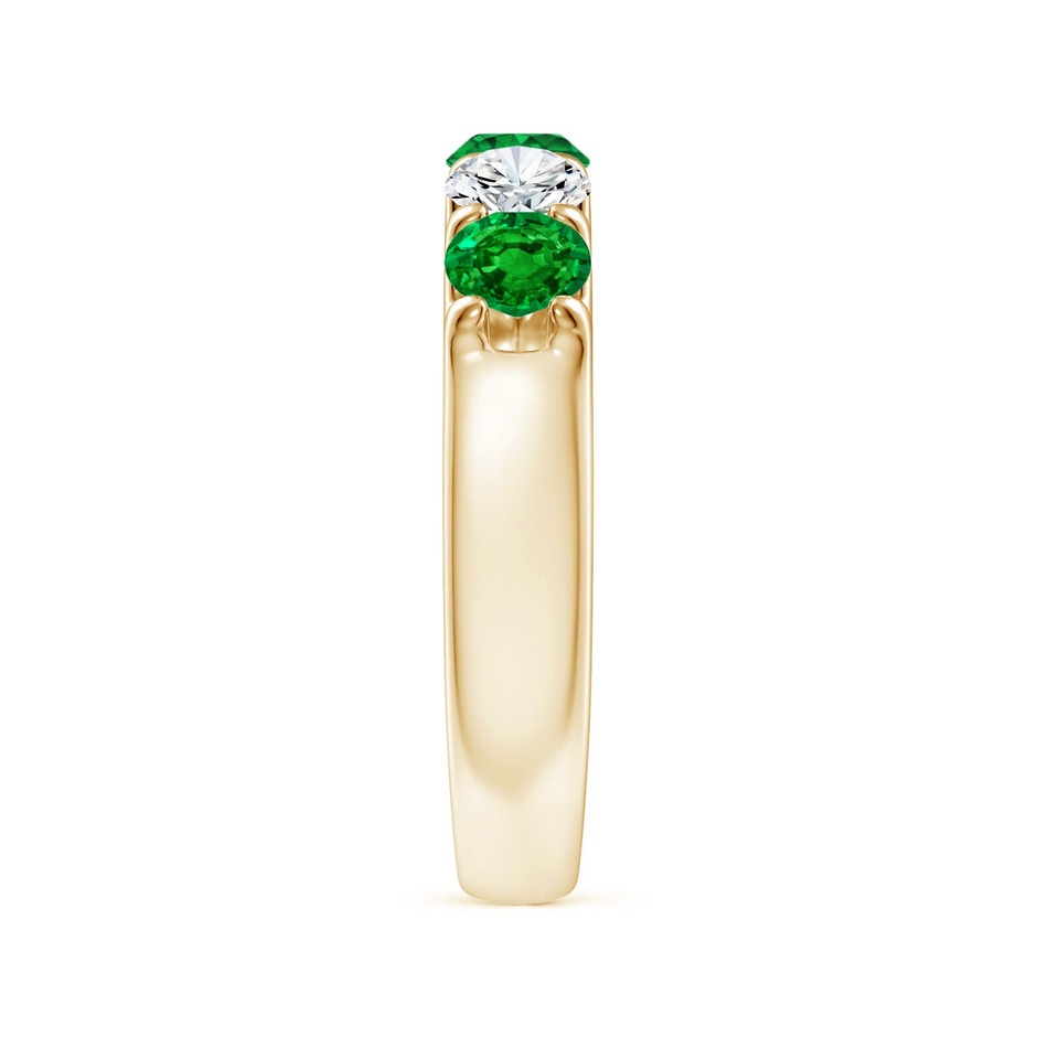 4.2mm AAAA Shared Prong Emerald and Diamond Half Eternity Ring in Yellow Gold side 299