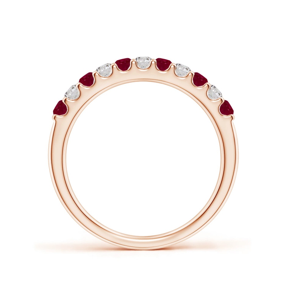 2.1mm A Shared Prong Ruby and Diamond Half Eternity Ring in Rose Gold side 199