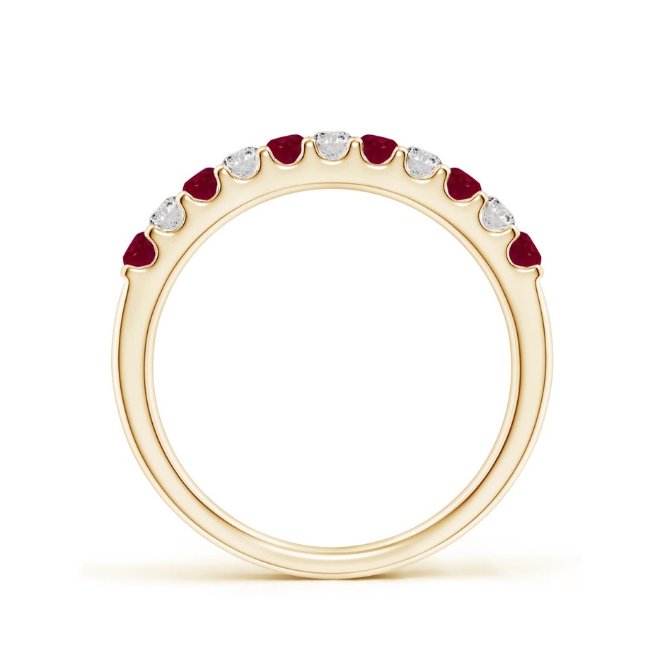 2.1mm A Shared Prong Ruby and Diamond Half Eternity Ring in Yellow Gold side 199