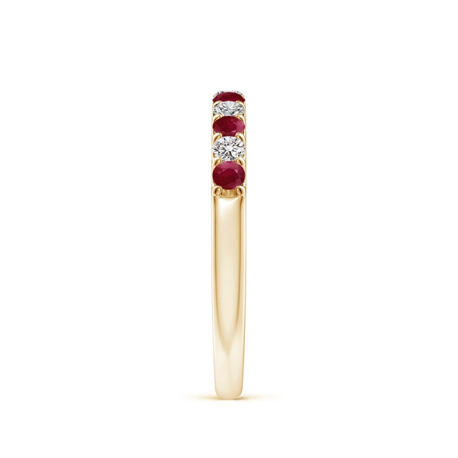 2.1mm A Shared Prong Ruby and Diamond Half Eternity Ring in Yellow Gold side 299