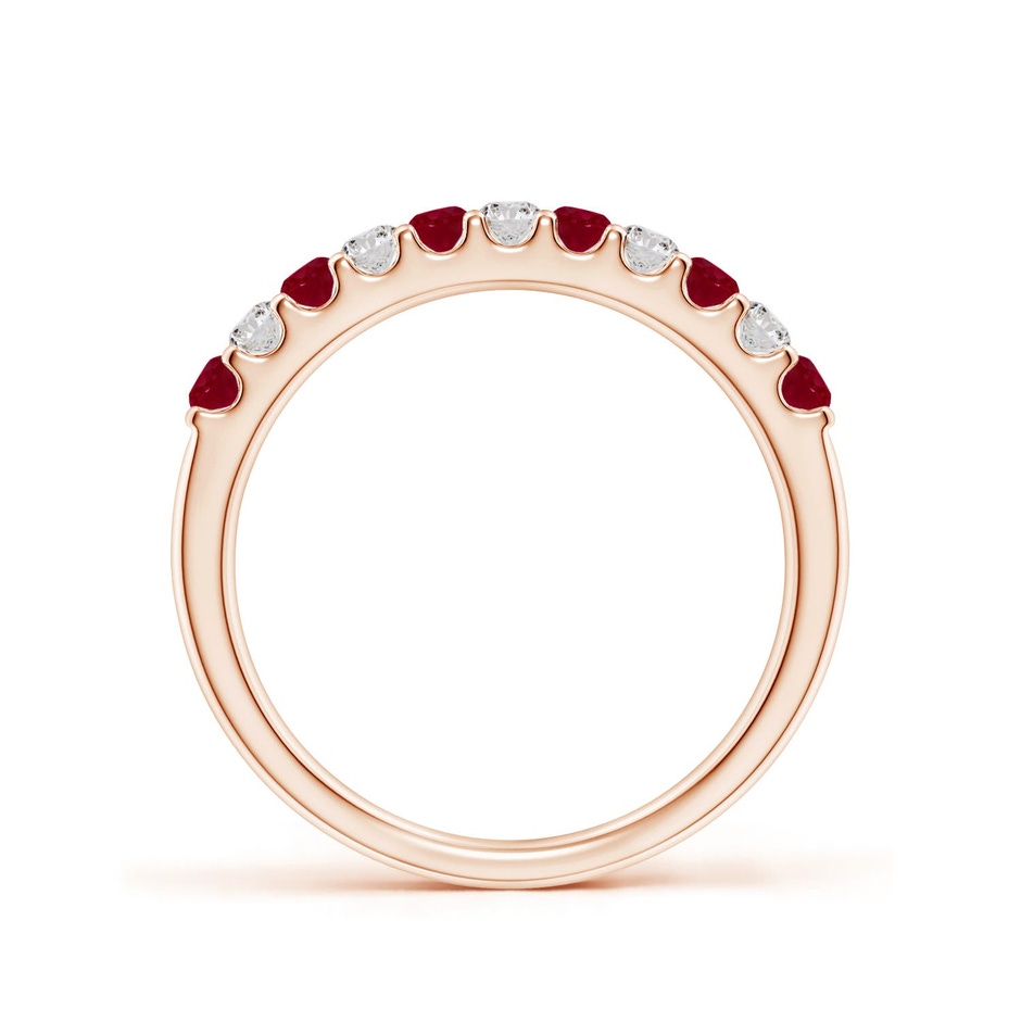 2.1mm AA Shared Prong Ruby and Diamond Half Eternity Ring in Rose Gold side 199