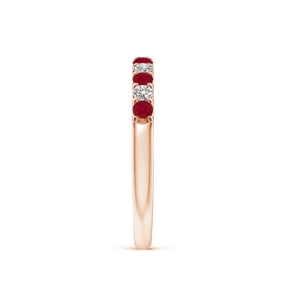 2.1mm AA Shared Prong Ruby and Diamond Half Eternity Ring in Rose Gold side 299