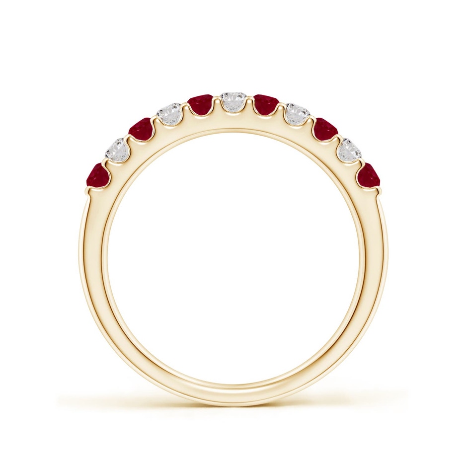 2.1mm AA Shared Prong Ruby and Diamond Half Eternity Ring in Yellow Gold side 199