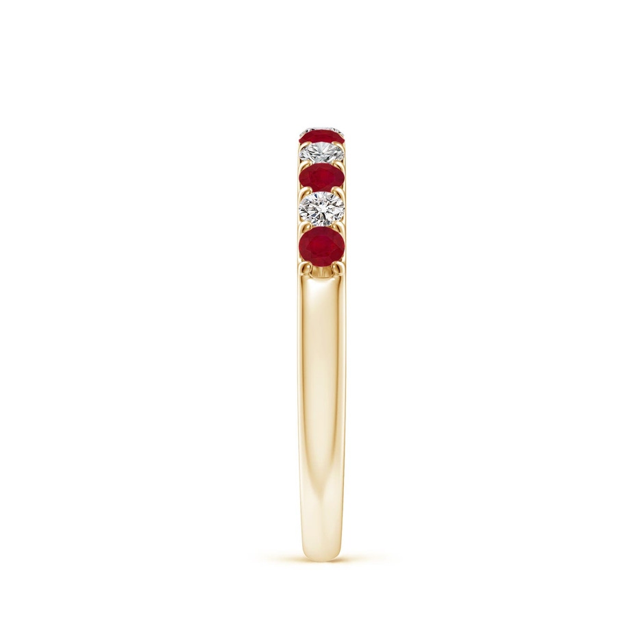 2.1mm AA Shared Prong Ruby and Diamond Half Eternity Ring in Yellow Gold side 299