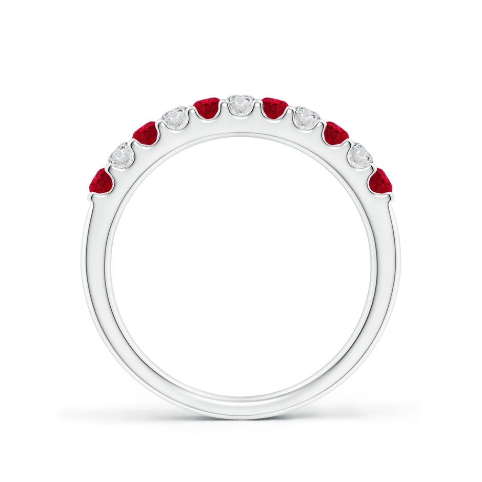 2.1mm AAA Shared Prong Ruby and Diamond Half Eternity Ring in 9K White Gold side 199