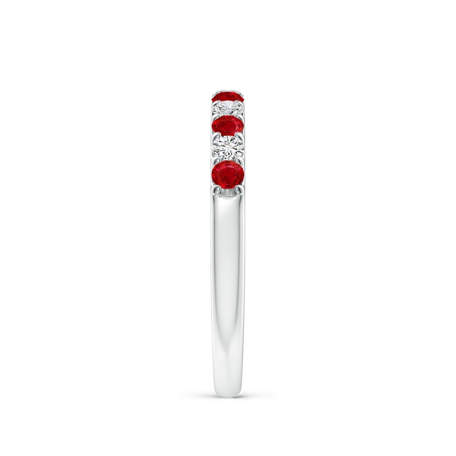 2.1mm AAA Shared Prong Ruby and Diamond Half Eternity Ring in 9K White Gold side 299