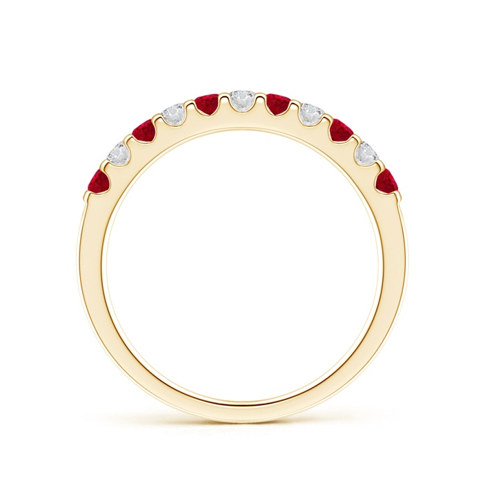2.1mm AAA Shared Prong Ruby and Diamond Half Eternity Band in 9K Yellow Gold Product Image