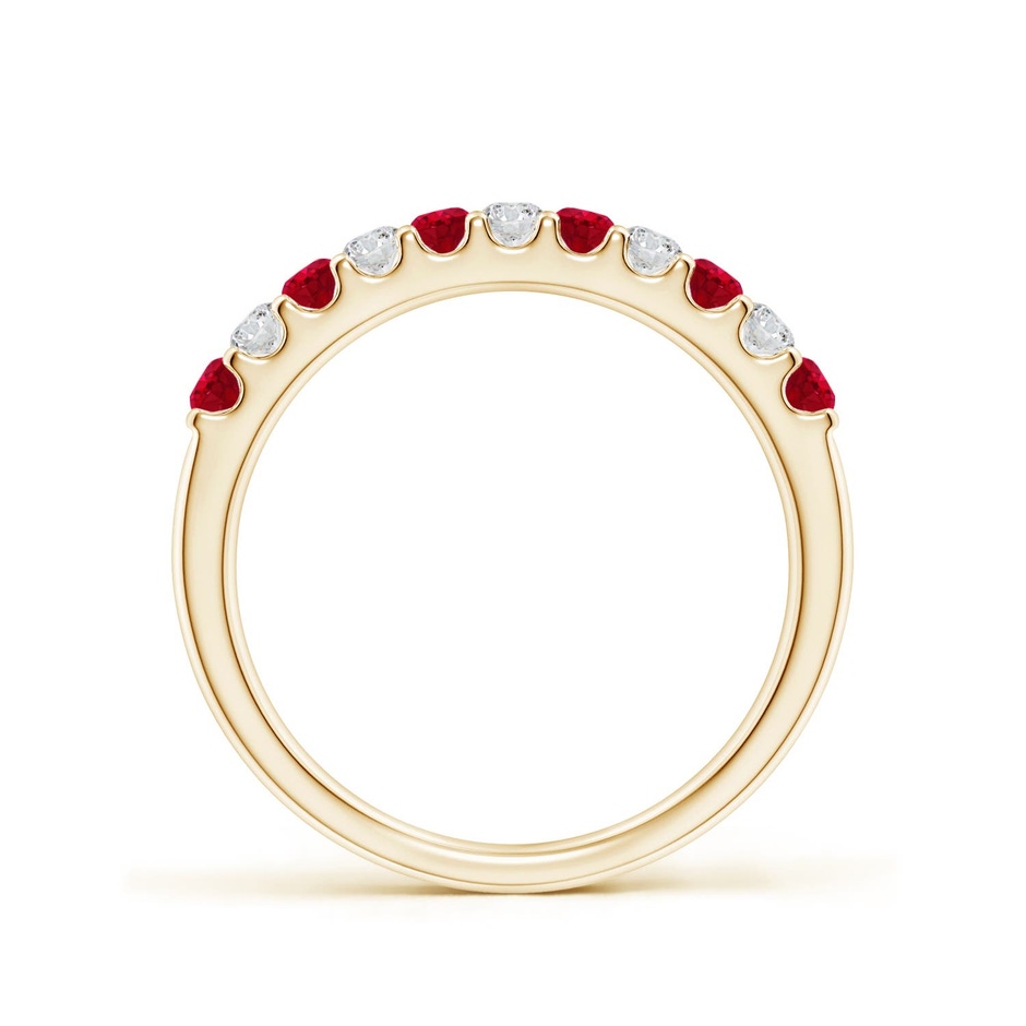 2.1mm AAA Shared Prong Ruby and Diamond Half Eternity Ring in 9K Yellow Gold side 199