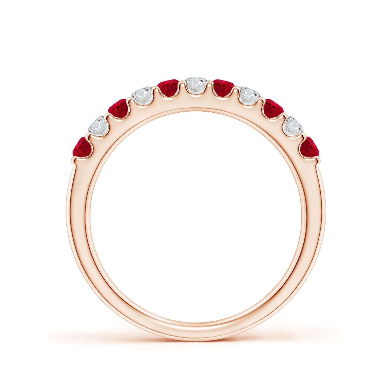 ANGARA Ruby and Diamond Half Eternity Ring in 14K Gold (AAA | 0.53 Ct) - Bild 32 von 40