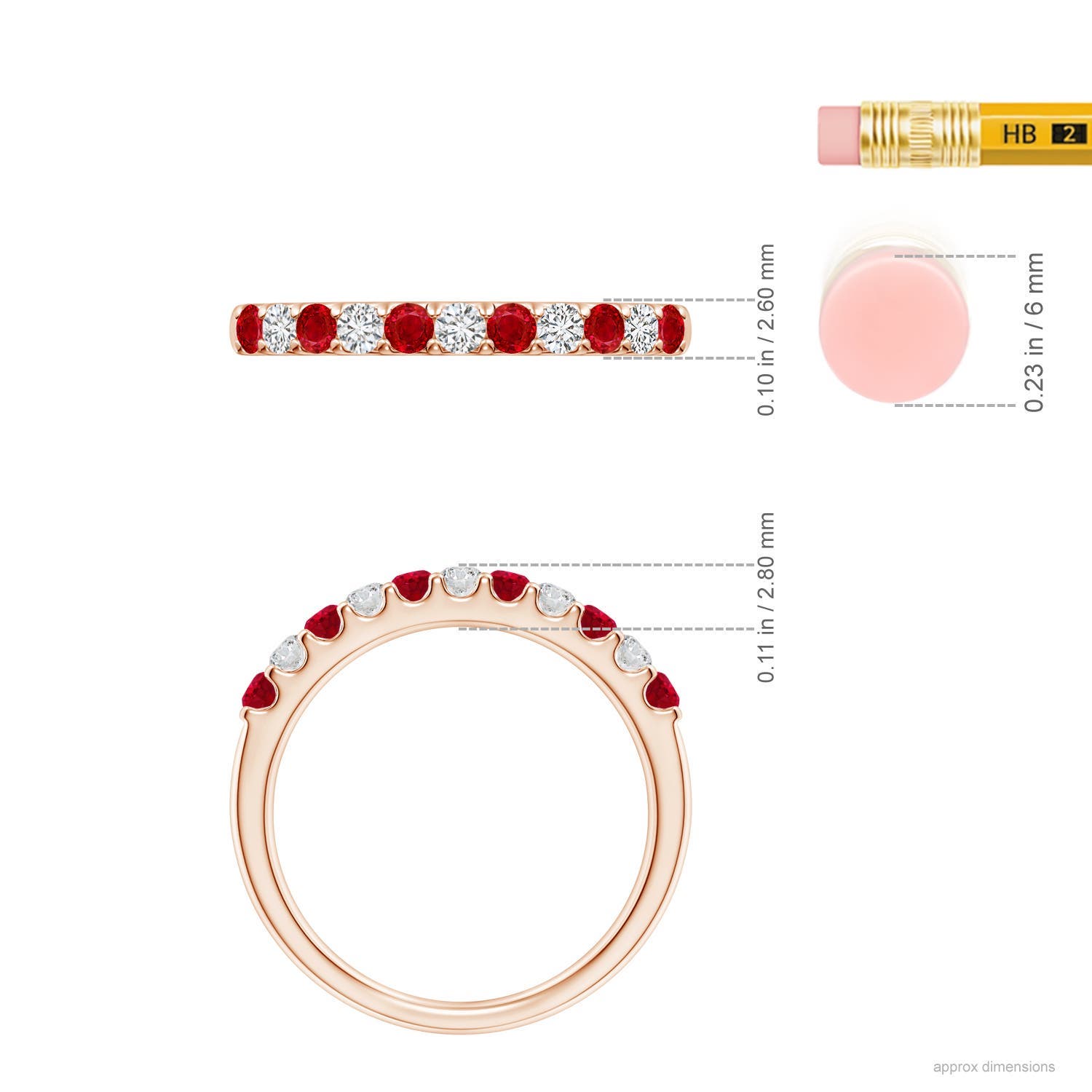ANGARA Ruby and Diamond Half Eternity Ring in 14K Gold (AAA | 0.53 Ct) - Bild 36 von 40