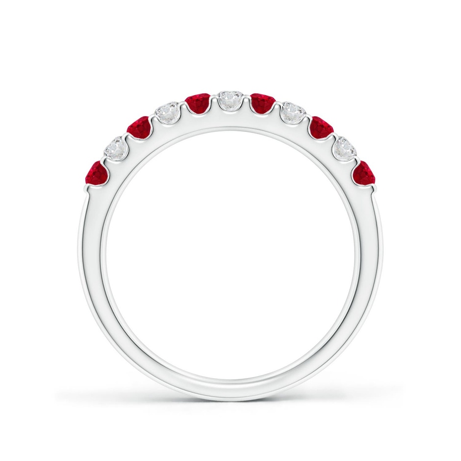 2.1mm AAA Shared Prong Ruby and Diamond Half Eternity Ring in White Gold side 199