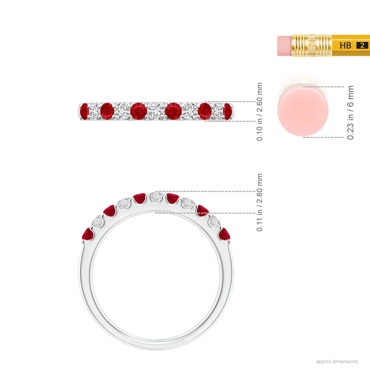 AAA - Ruby / 0.53 CT / 14 KT White Gold