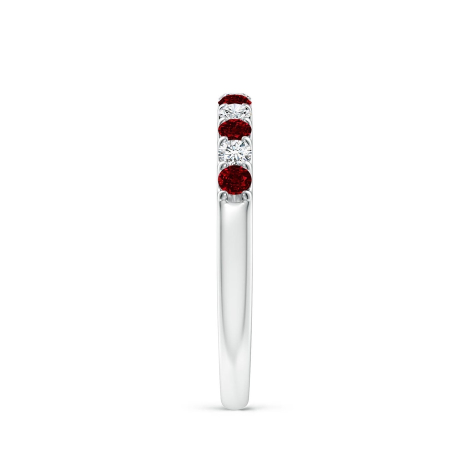 2.1mm AAAA Shared Prong Ruby and Diamond Half Eternity Ring in White Gold side 299