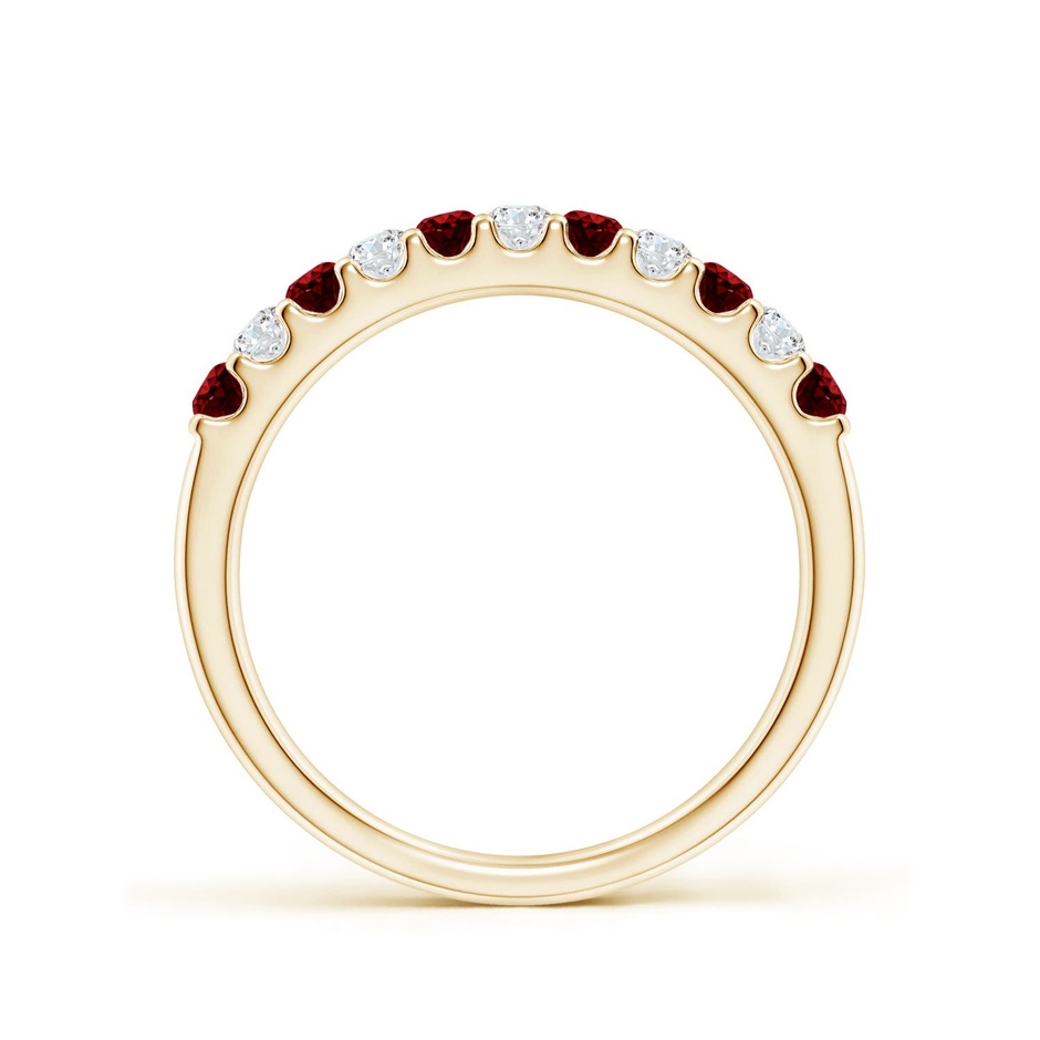2.1mm AAAA Shared Prong Ruby and Diamond Half Eternity Ring in Yellow Gold side 199