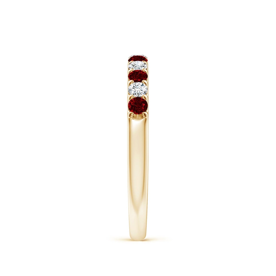 2.1mm AAAA Shared Prong Ruby and Diamond Half Eternity Ring in Yellow Gold side 299