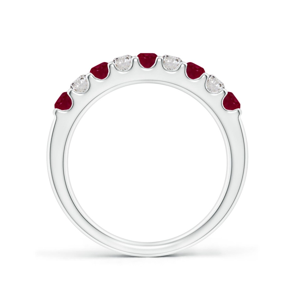 2.5mm A Shared Prong Ruby and Diamond Half Eternity Ring in White Gold side 199