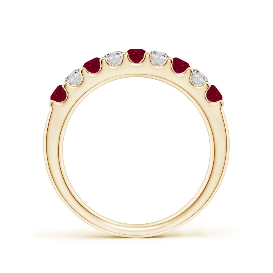 2.5mm A Shared Prong Ruby and Diamond Half Eternity Ring in Yellow Gold side 199