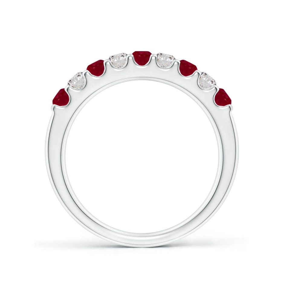 2.5mm AA Shared Prong Ruby and Diamond Half Eternity Ring in P950 Platinum side 199