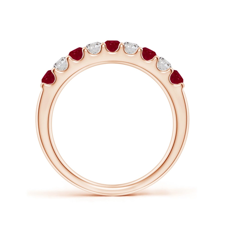 2.5mm AA Shared Prong Ruby and Diamond Half Eternity Ring in Rose Gold side 199