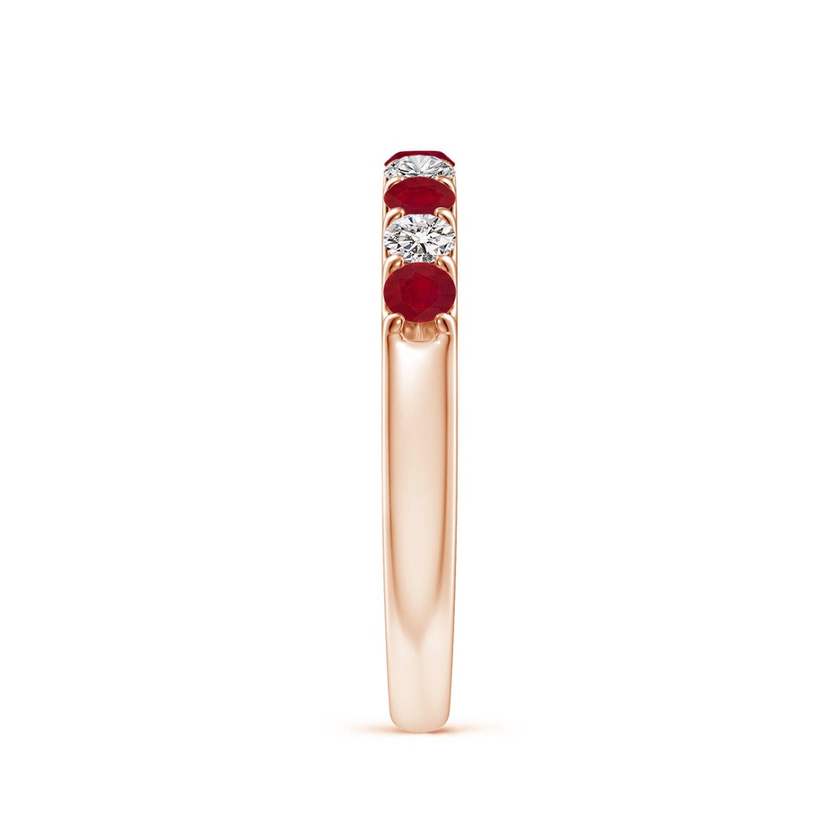 2.5mm AA Shared Prong Ruby and Diamond Half Eternity Ring in Rose Gold side 299
