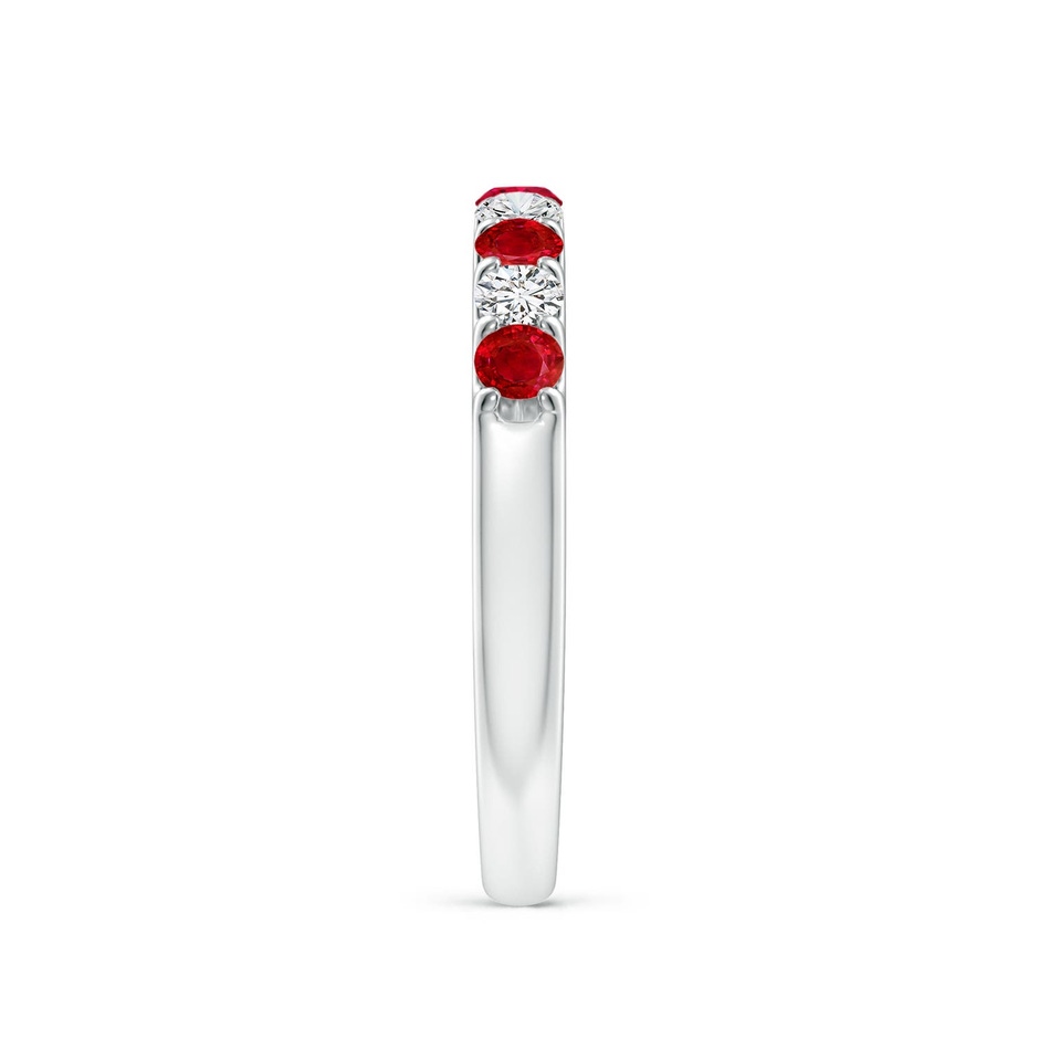 2.5mm AAA Shared Prong Ruby and Diamond Half Eternity Ring in 18K White Gold side 299