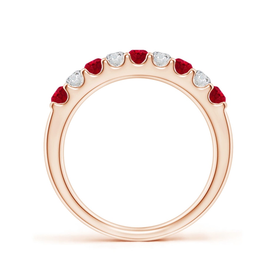2.5mm AAA Shared Prong Ruby and Diamond Half Eternity Ring in Rose Gold side 199