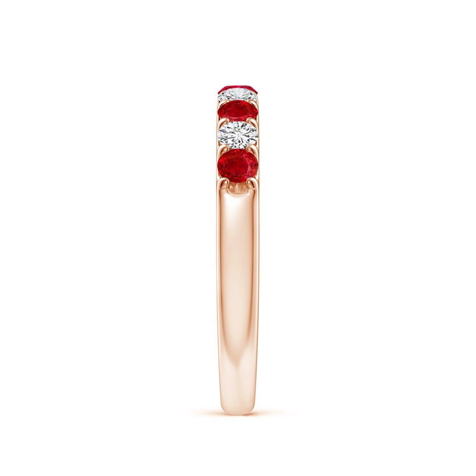 2.5mm AAA Shared Prong Ruby and Diamond Half Eternity Ring in Rose Gold side 299