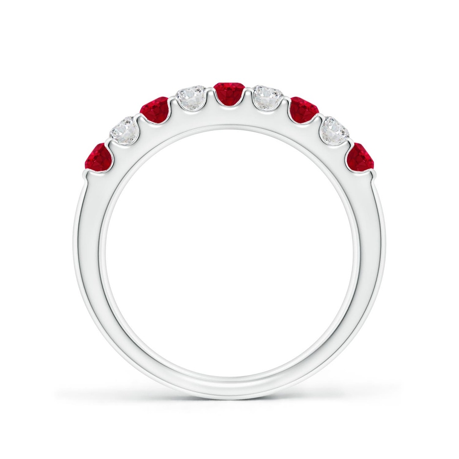 2.5mm AAA Shared Prong Ruby and Diamond Half Eternity Ring in White Gold side 199