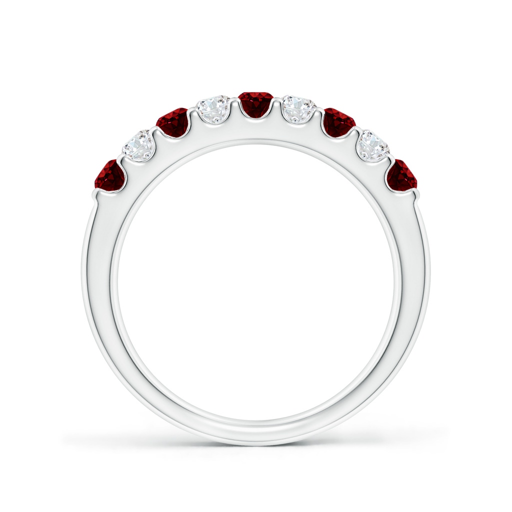 2.5mm AAAA Shared Prong Ruby and Diamond Half Eternity Band in P950 Platinum Side-1