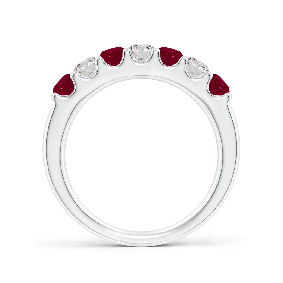 3.1mm A Shared Prong Ruby and Diamond Half Eternity Ring in White Gold side 199