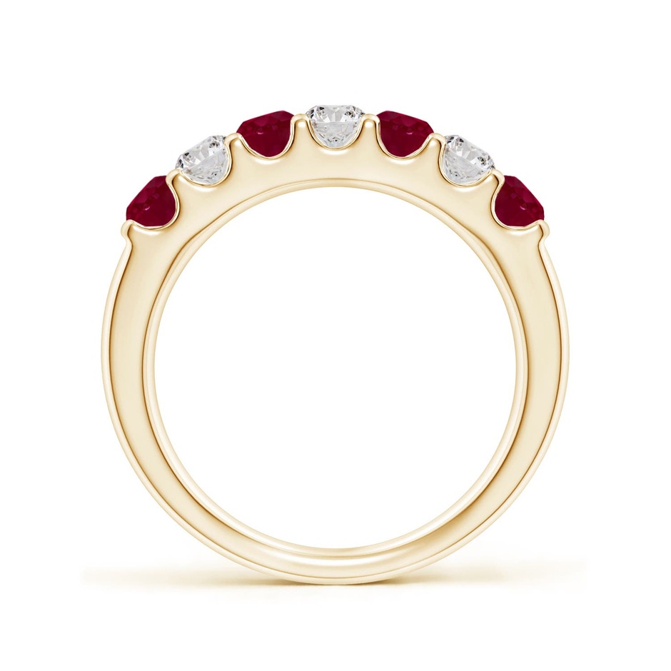 3.1mm A Shared Prong Ruby and Diamond Half Eternity Ring in Yellow Gold side 199